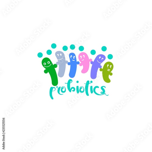 Probiotics logo. Bacteria logo. Concept of healthy nutrition ingredient for therapeutic purposes. Simple flat style trend modern logotype graphic design isolated