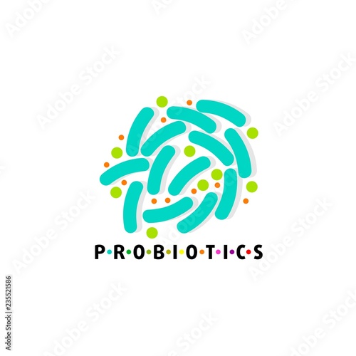 Probiotics logo. Bacteria logo. Concept of healthy nutrition ingredient for therapeutic purposes. Simple flat style trend modern logotype graphic design isolated