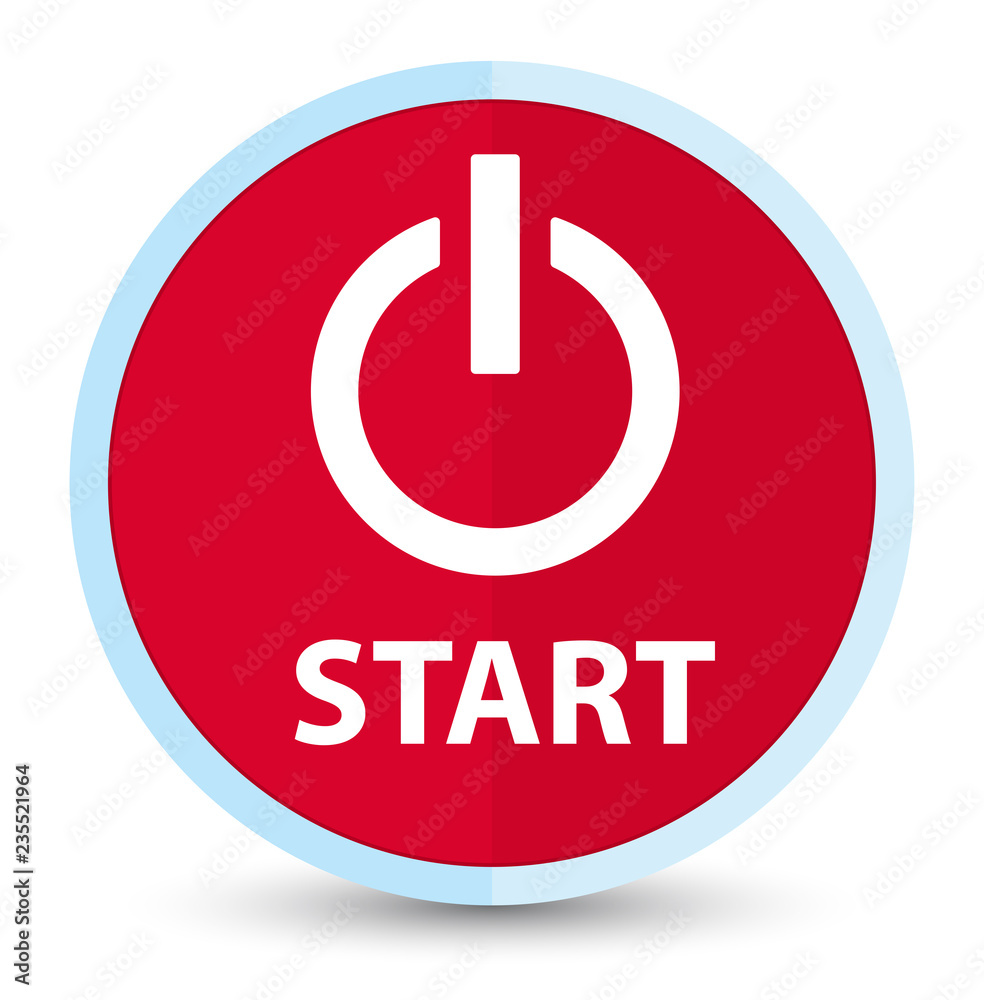 Start (power icon) flat prime red round button Start (power icon) flat prime red round button