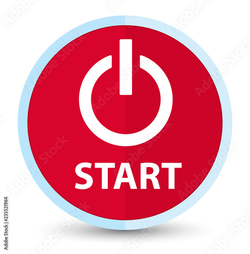 Start (power icon) flat prime red round button