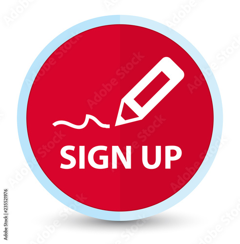 Sign up flat prime red round button