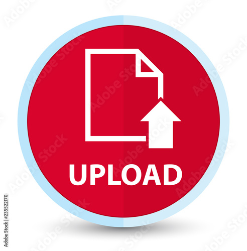 Upload (document icon) flat prime red round button