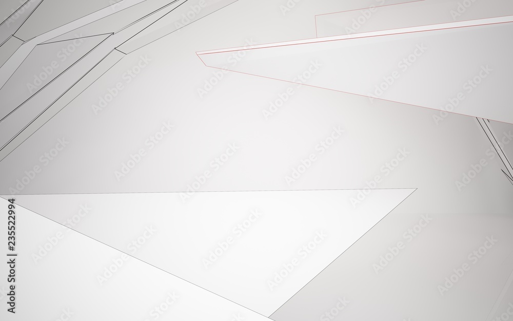 Abstract white interior highlights future. Polygon drawing. Architectural background. 3D illustration and rendering Abstract white interior highlights future. Polygon drawing. Architectural background. 3D illustration and rendering