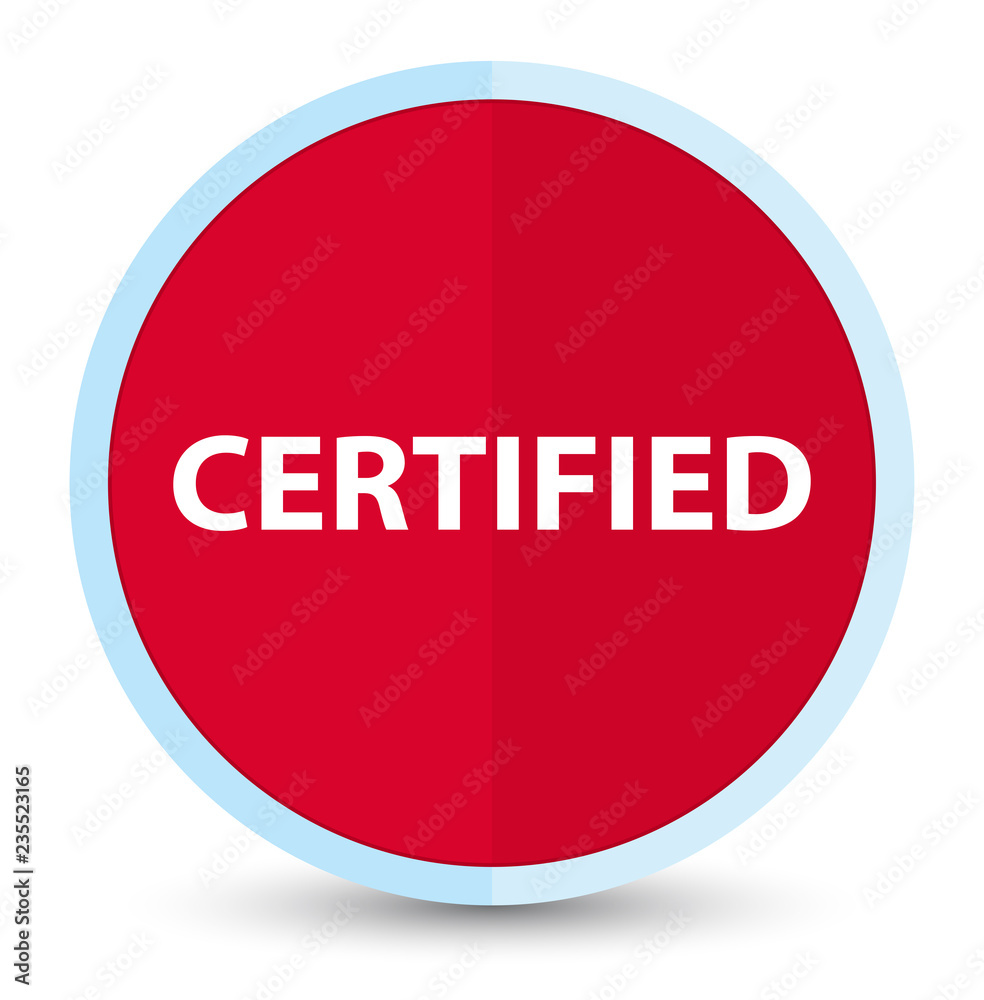 Certified flat prime red round button Certified flat prime red round button