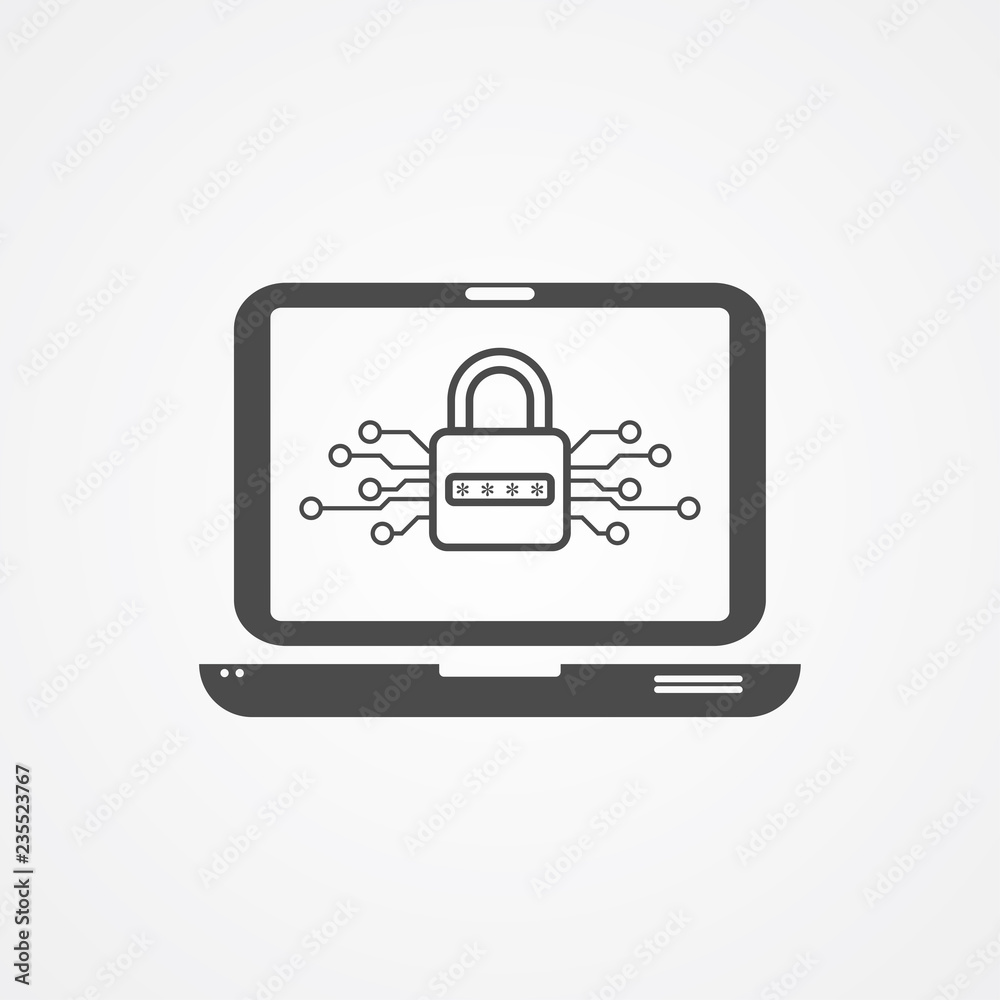 Locked laptop vector icon sign symbol Locked laptop vector icon sign symbol