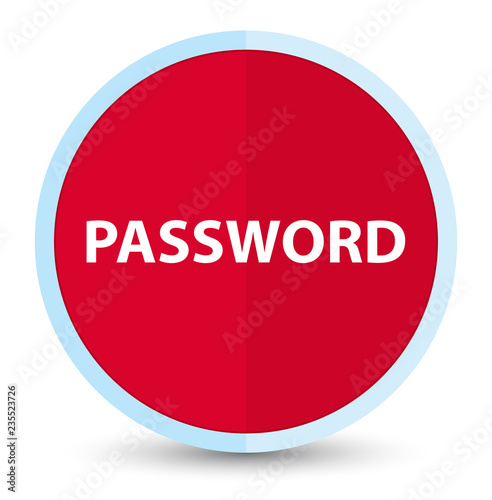 Password flat prime red round button
