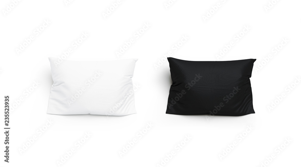 Blank black and white pillow mock up set, isolated