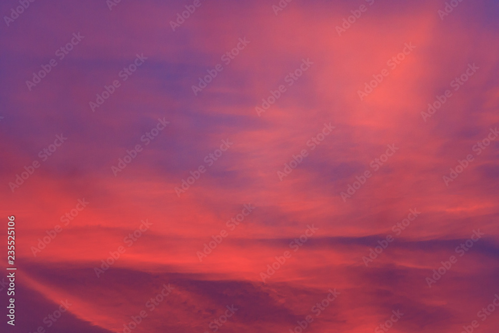 Dramatic view on a purple sky as background