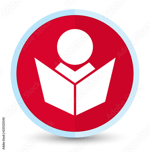 Elearning icon flat prime red round button