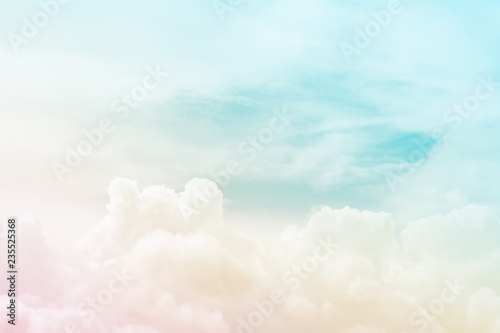 Abstract view on a soft cumulus fluffy clouds in the fantastic light sky as background (toned)
