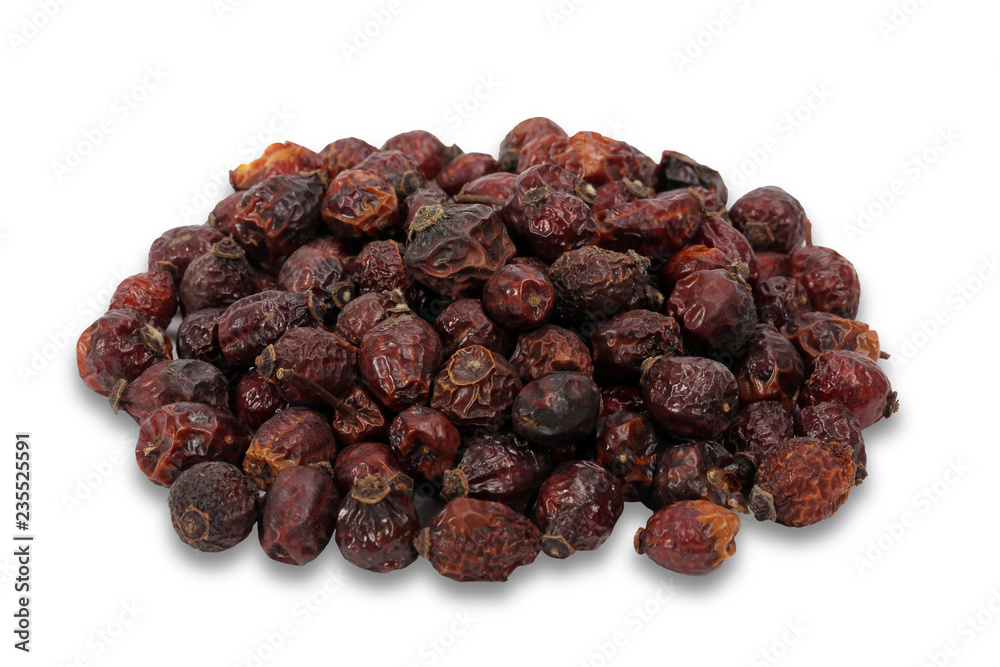 Rosehip dry fruit isolated on a white background