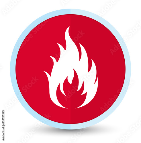 Fire icon flat prime red round button