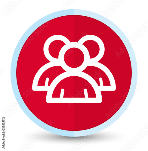 Group icon flat prime red round button