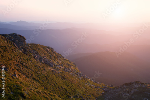 Mountain slopes in sunset light
