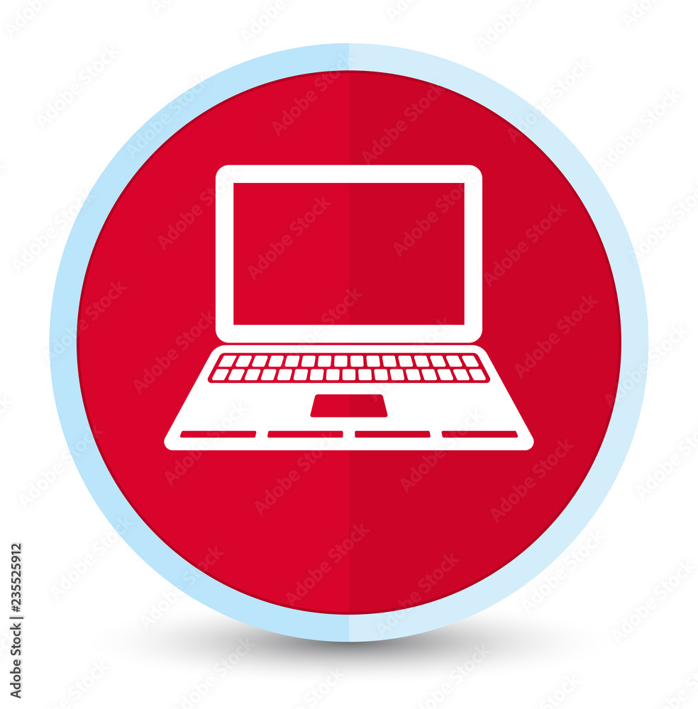 Laptop icon flat prime red round button Laptop icon flat prime red round button