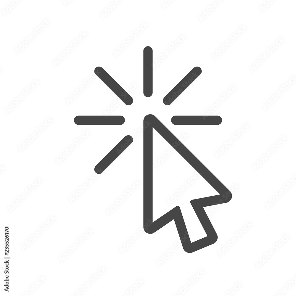 Click icon, Click icon vector, in trendy flat style isolated on white background. Click icon image, Click icon illustration Click icon, Click icon vector, in trendy flat style isolated on white background. Click icon image, Click icon illustration