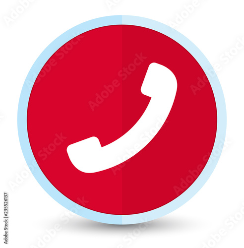 Phone icon flat prime red round button