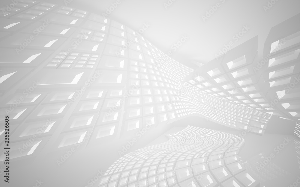 Abstract white interior highlights future. Architectural background. 3D illustration and rendering Abstract white interior highlights future. Architectural background. 3D illustration and rendering