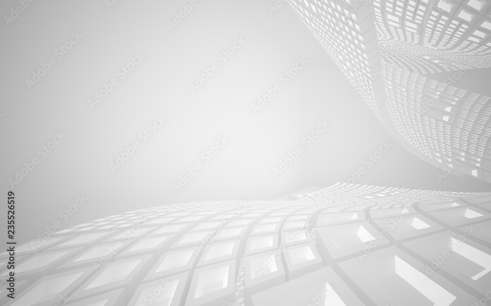 Naklejka premium Abstract white interior highlights future. Architectural background. 3D illustration and rendering