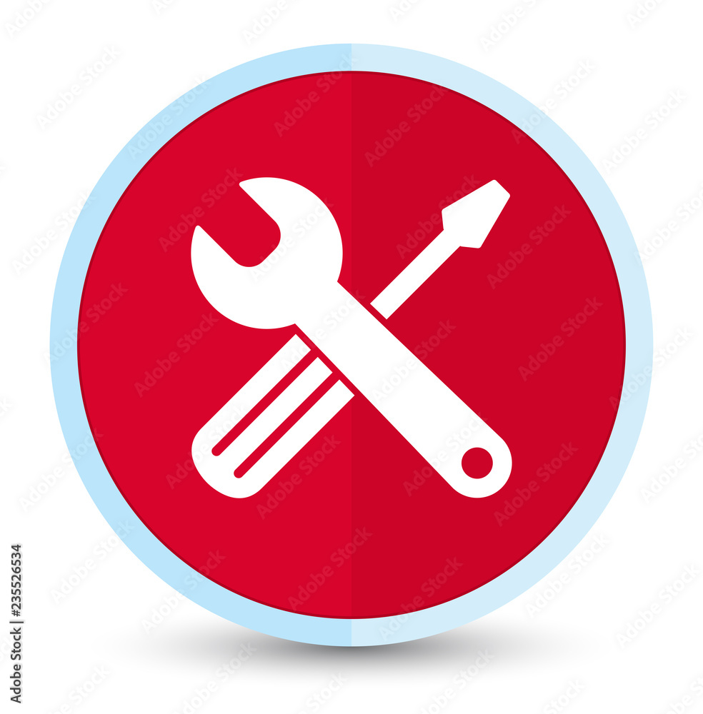 Tools icon flat prime red round button Tools icon flat prime red round button