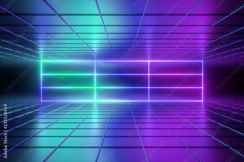 3d render, ultraviolet abstract background, psychedelic grid, virtual  reality environment, glowing lines, neon lights, matrix box, room, cube  cage, infrared, spectrum vibrant colors, laser show Illustration Stock |  Adobe Stock