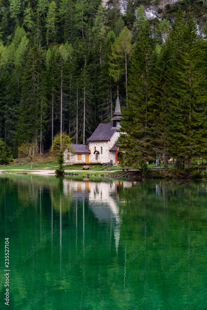 The Pragser Wildsee, or Lake Prags, Lake Braies one of the most famous lakes in the world. Lake is located in dolomite of italy