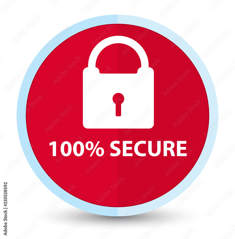 100% secure flat prime red round button 100% secure flat prime red round button