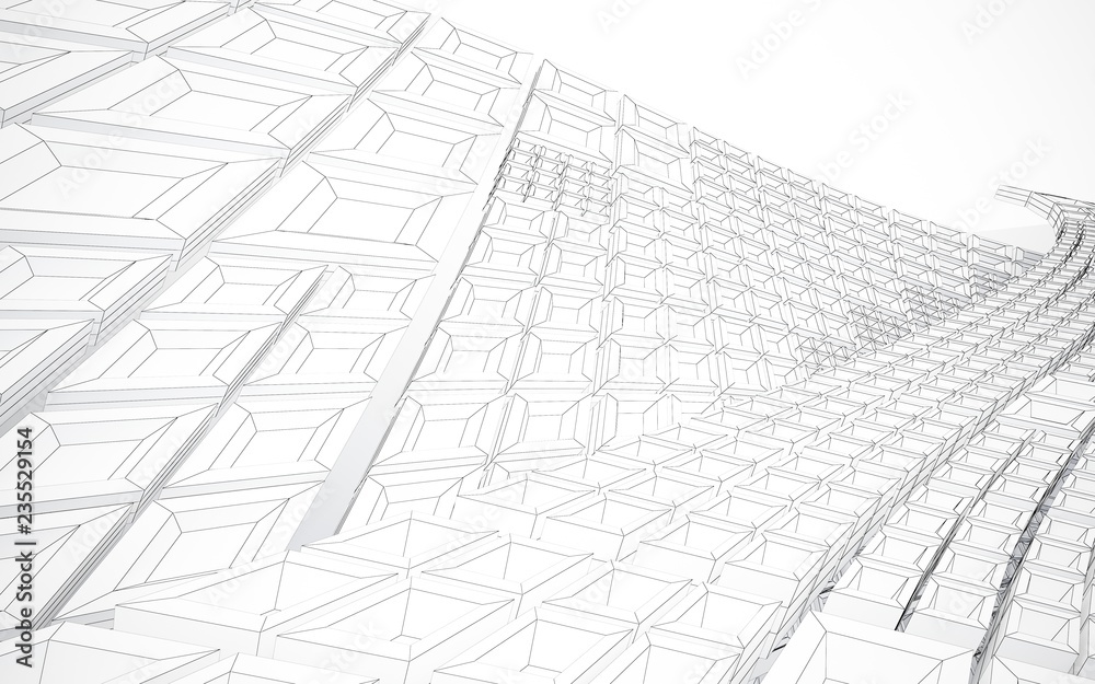 Obraz premium Abstract white interior highlights future. Polygon drawing. Architectural background. 3D illustration and rendering