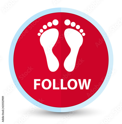 Follow (footprint icon) flat prime red round button