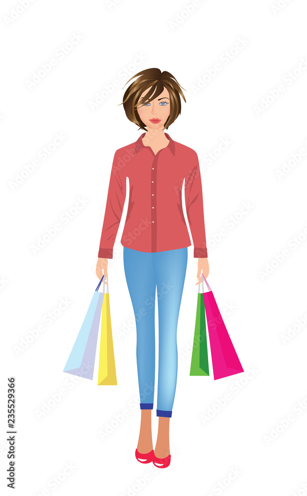 Girl holding shopping bags