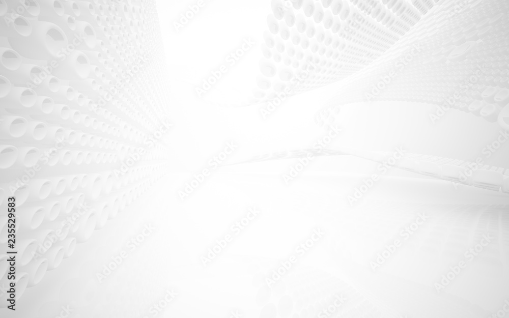 Abstract smooth white interior of the future. Architectural background. 3D illustration and rendering Abstract smooth white interior of the future. Architectural background. 3D illustration and rendering
