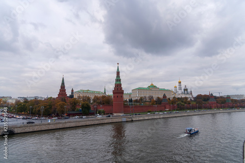 Red Square With Spasskaya Tower  Tsar Tower  Kremlin Wall and Moskva River view  Moscow  Russia
