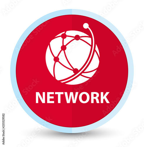 Network (global network icon) flat prime red round button