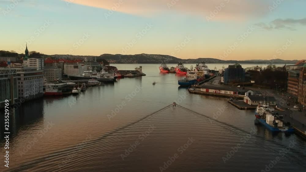 sunset in port harbor aerial boat ship sunset in port harbor aerial boat ship