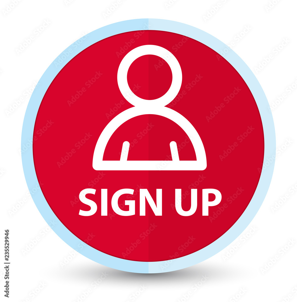 Sign up (member icon) flat prime red round button Sign up (member icon) flat prime red round button