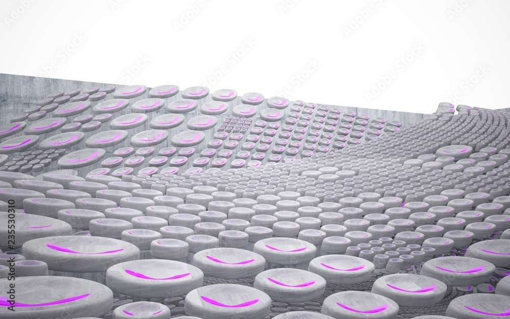 Fototapeta premium Empty dark abstract glass violet and concrete smooth interior. Architectural background. 3D illustration and renderin