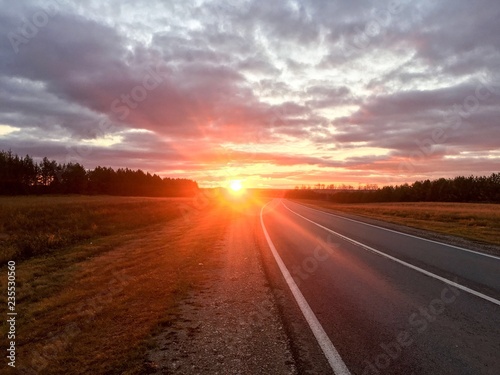 Beautiful sunset, road, nature