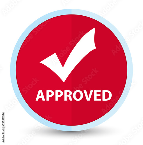 Approved (validate icon) flat prime red round button