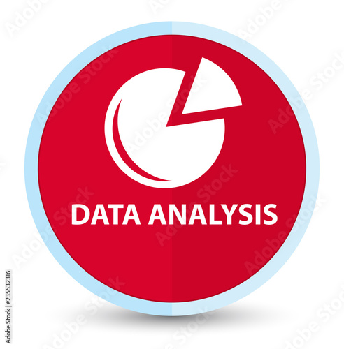 Data analysis (graph icon) flat prime red round button