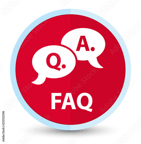Faq (question answer bubble icon) flat prime red round button