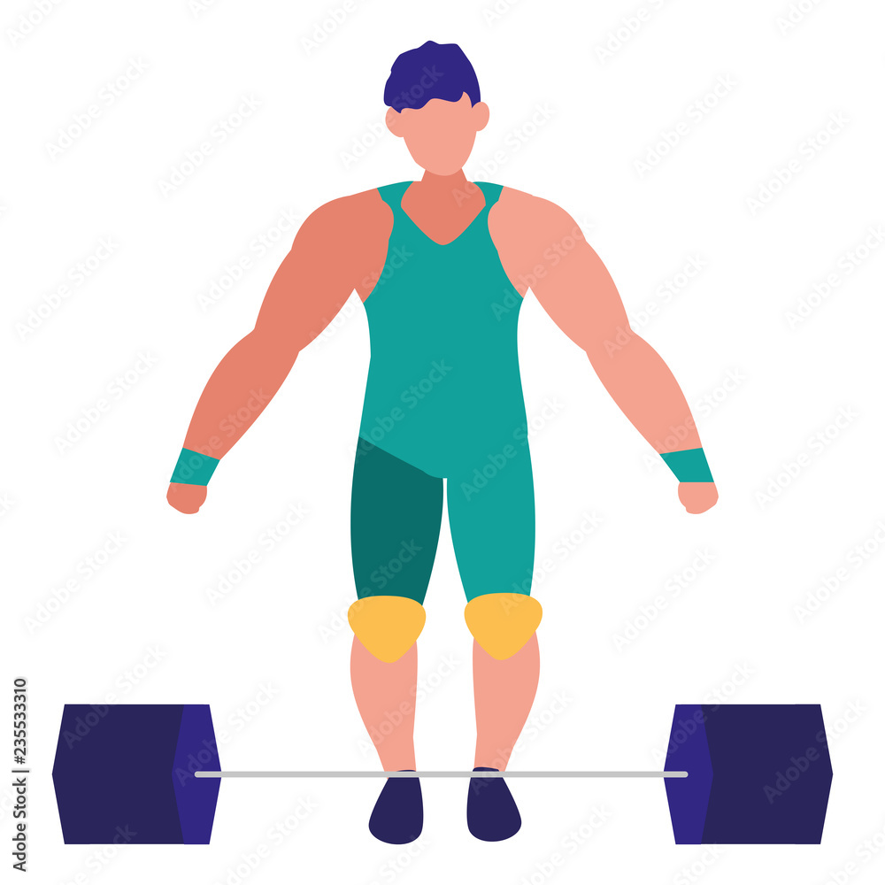 cartoon weightlifter icon 