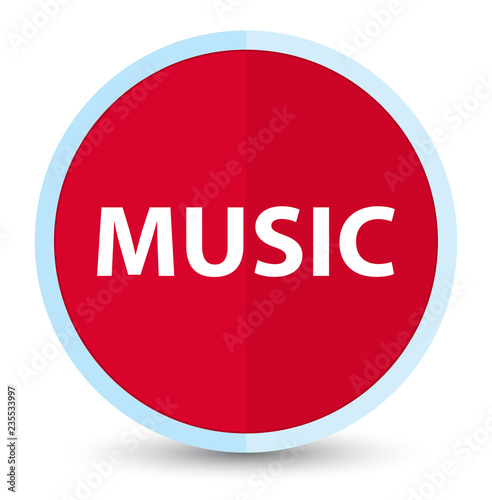 Music flat prime red round button