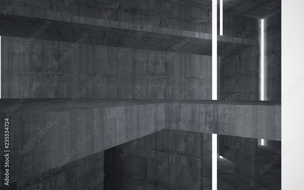 Fototapeta premium Abstract interior of glass and concrete. Architectural background. 3D illustration and rendering 