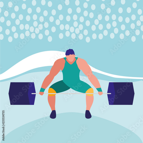 cartoon weightlifter icon 