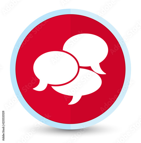 Comments icon flat prime red round button