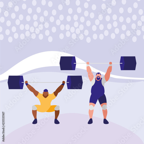 cartoon weightlifters design