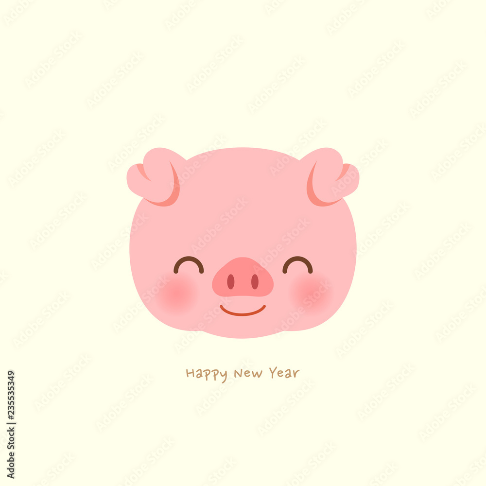 Cute pig.Happy New year Cute pig.Happy New year