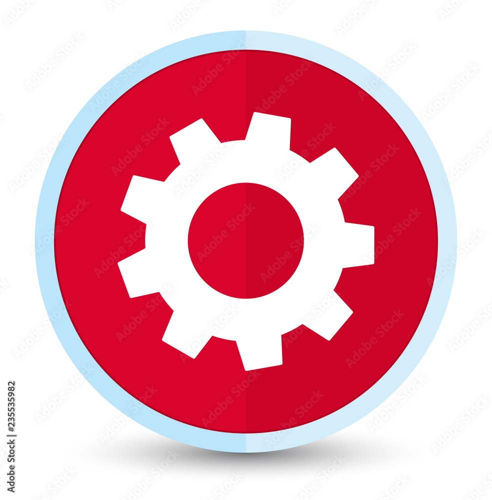 Process icon flat prime red round button Process icon flat prime red round button