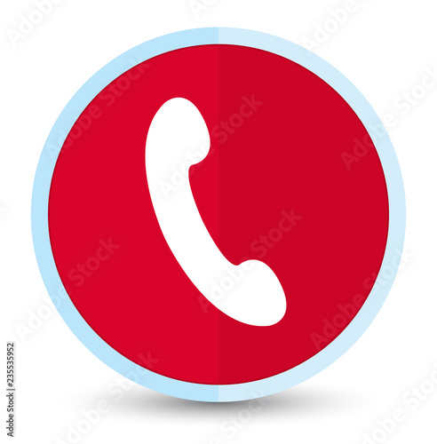 Phone icon flat prime red round button