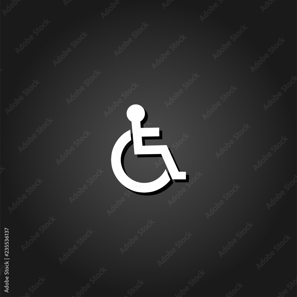 Disabled icon flat. Simple White pictogram on black background with shadow. Vector illustration symbol Disabled icon flat. Simple White pictogram on black background with shadow. Vector illustration symbol